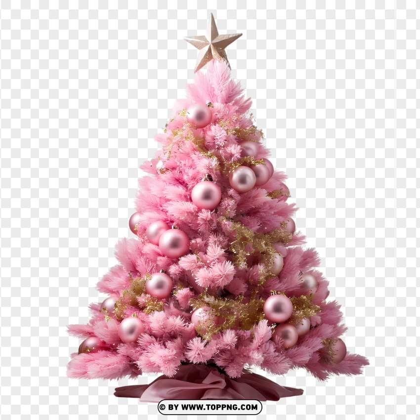 Pink Christmas Tree Image PNG Transparent Background