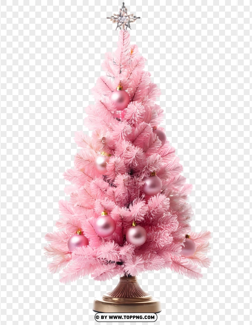 Pink Christmas Tree Photo PNG Transparent Background