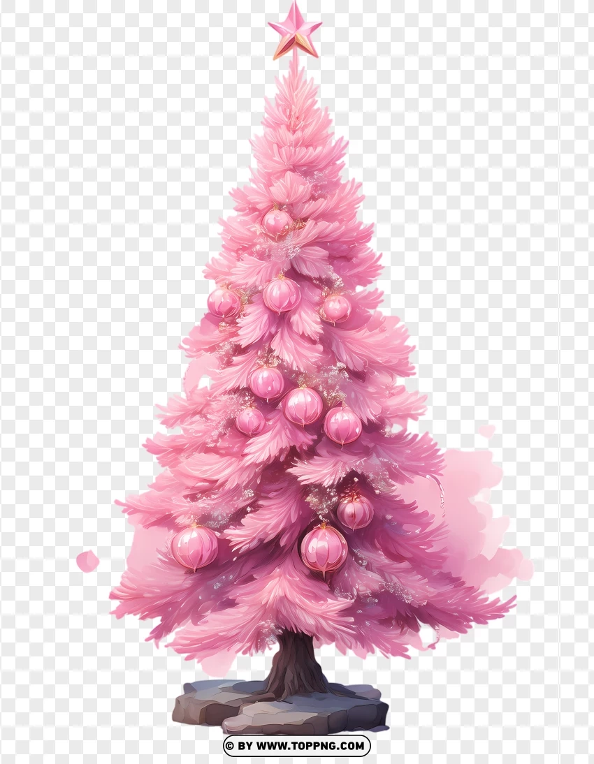 Pink Christmas Tree Picture PNG Transparent Background