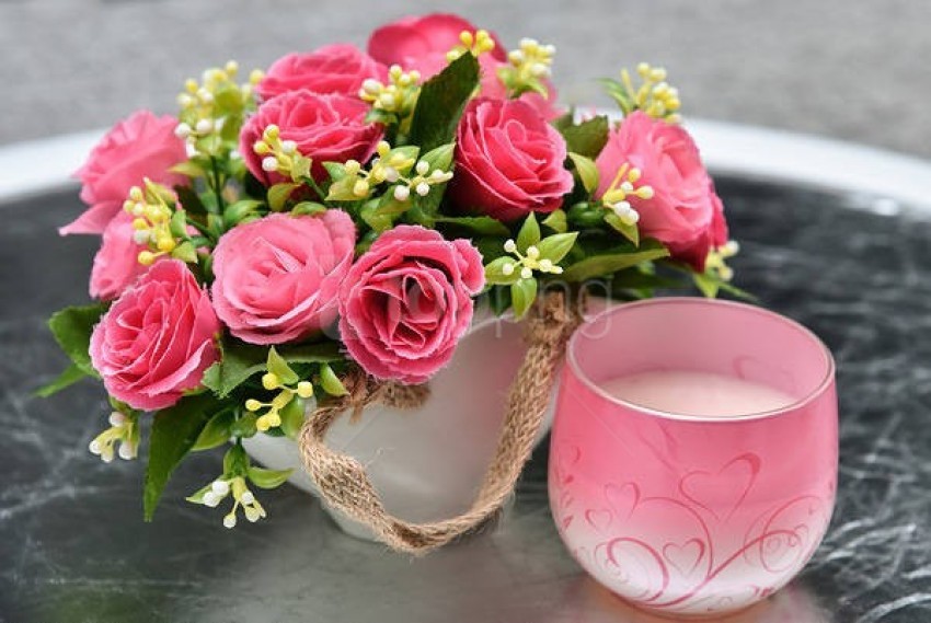 pink flowers and candle background best stock photos - Image ID 59021