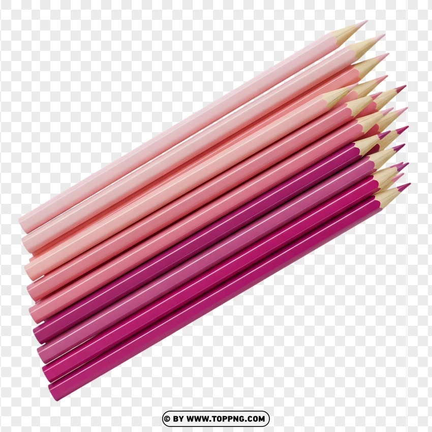 Pink Wooden Pencils Collection For Drawing PNG Transparent Background