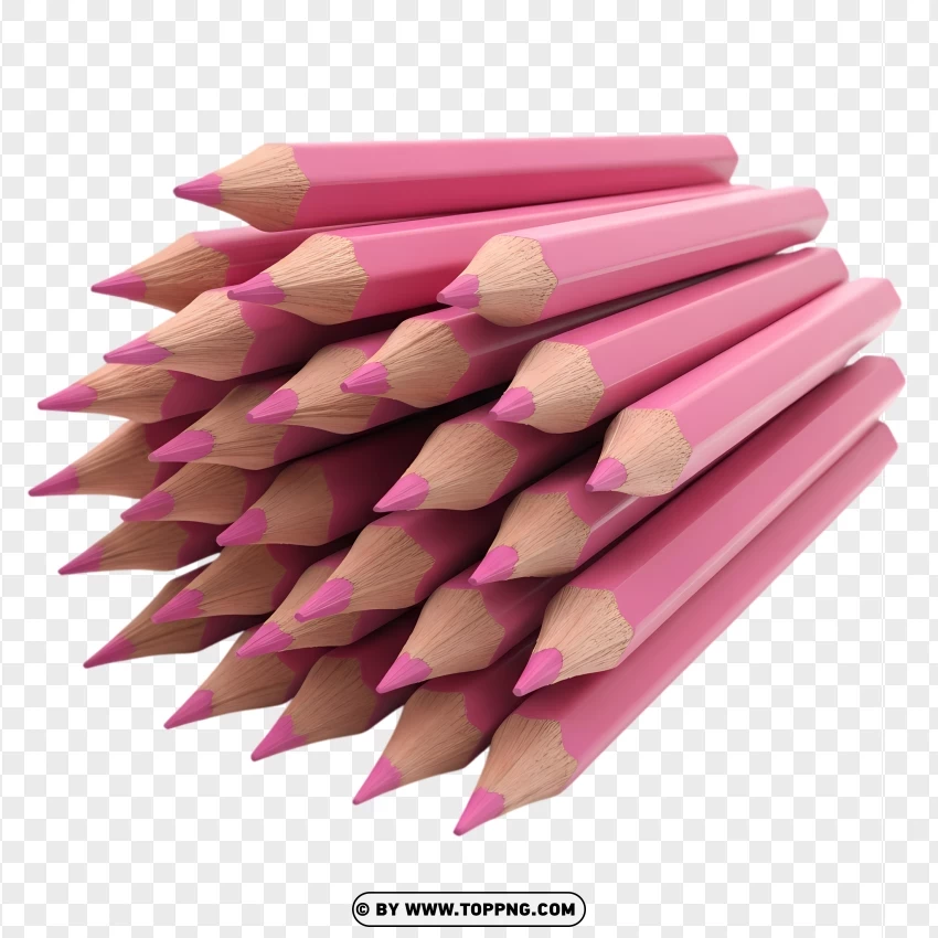 Pink Wooden Pencils For Creative Drawing PNG Transparent Background