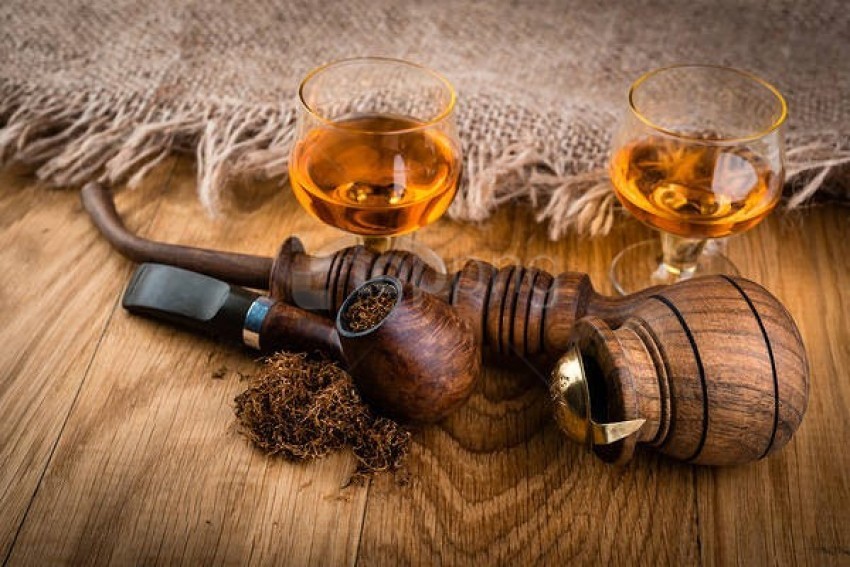 Classic Pipe And Whiskey 4k Wallpaper PNG Transparent Background