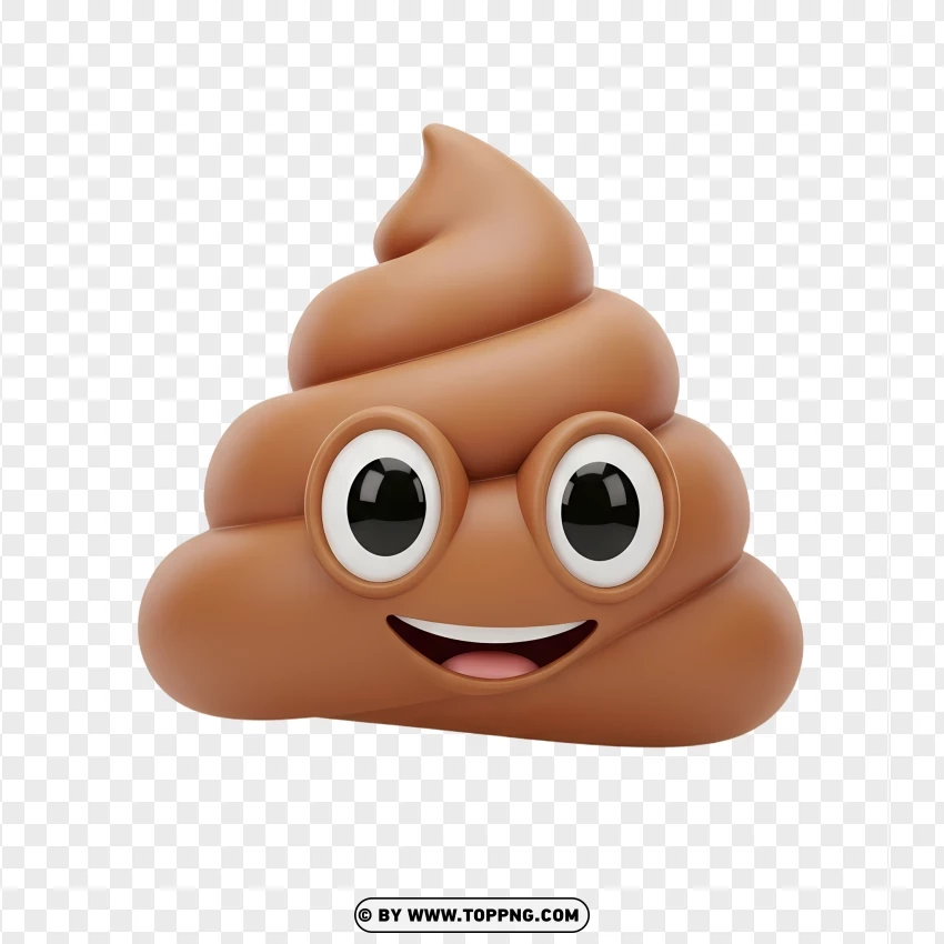 Pixar Style Cute Poop Emoji Character PNG Transparent Background