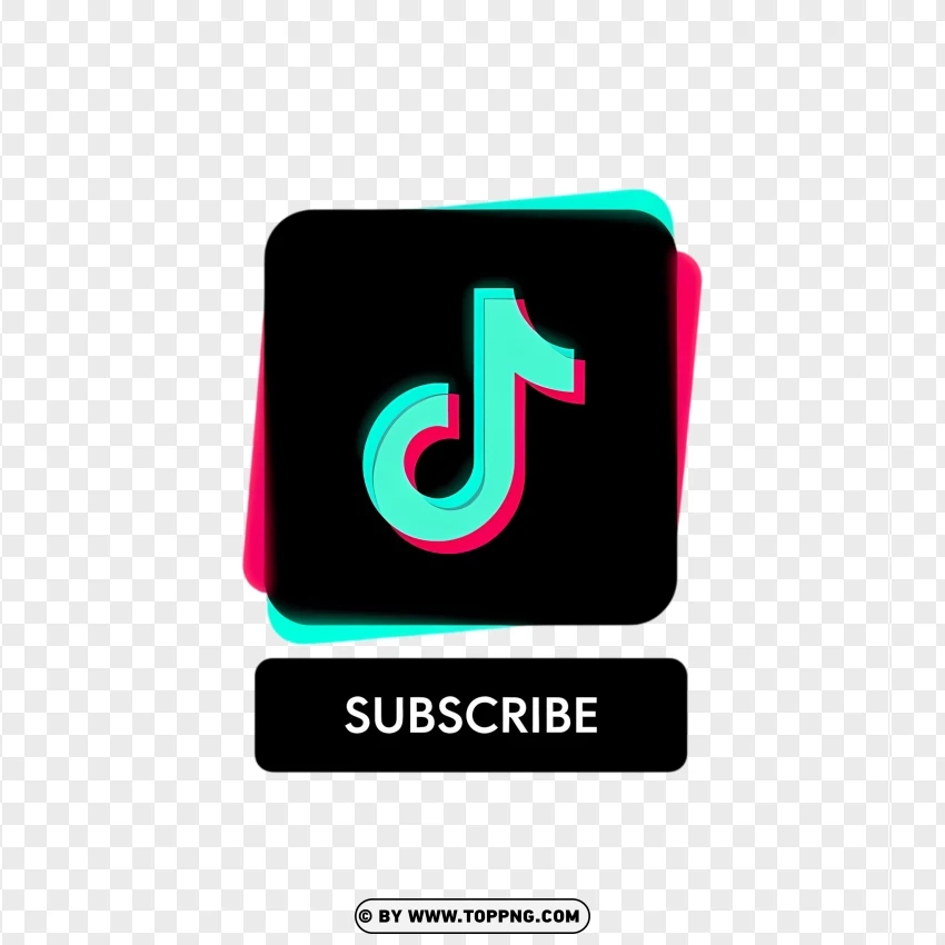 Plain Tiktok Subscribe Badge With Neon Colors PNG Transparent Background