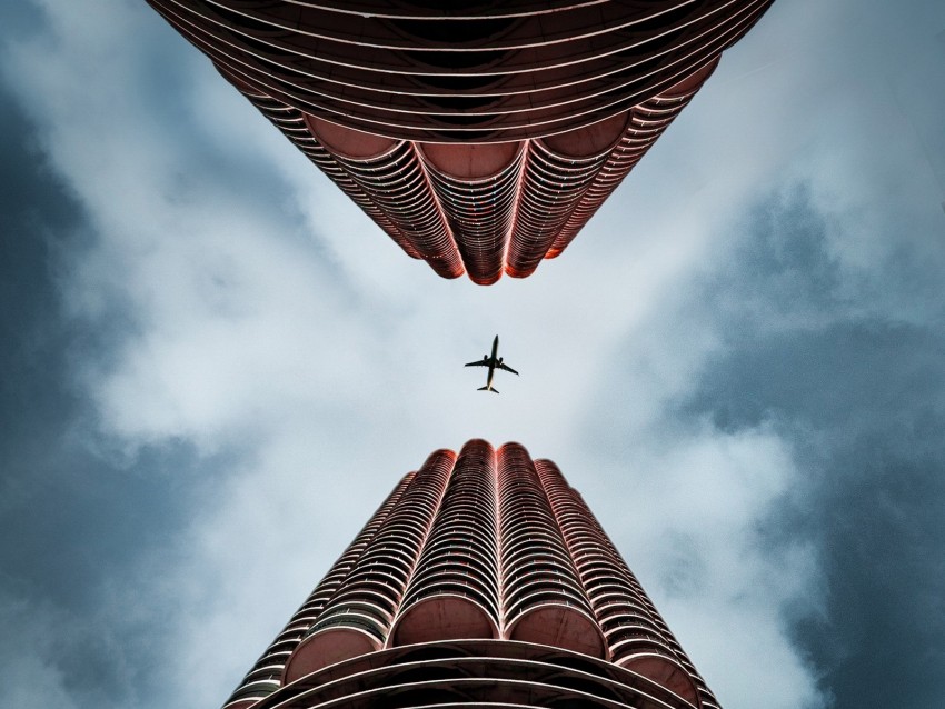 Plane Skyscrapers Bottom View Sky Architecture Png - Free PNG Images