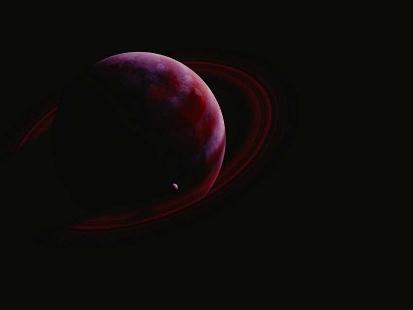 planet, ring, satellite, dark, space