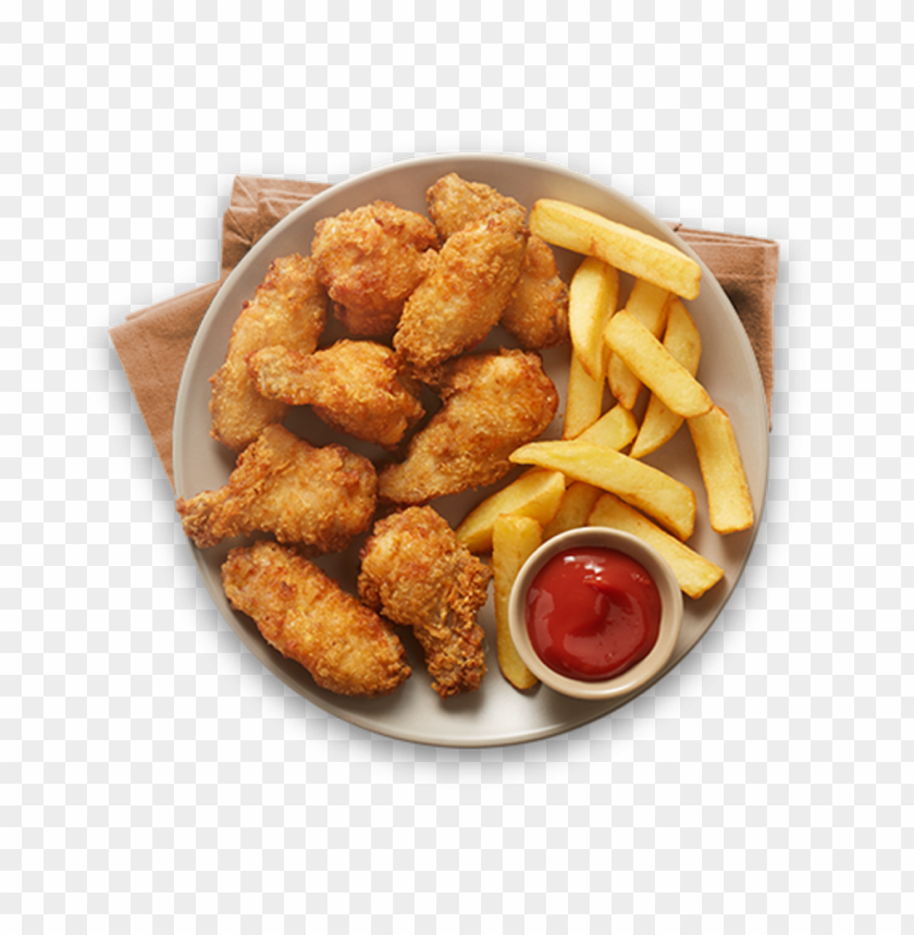 Plate Of Nuggets French Fries And Ketchup Top View PNG Transparent With Clear Background ID 475537