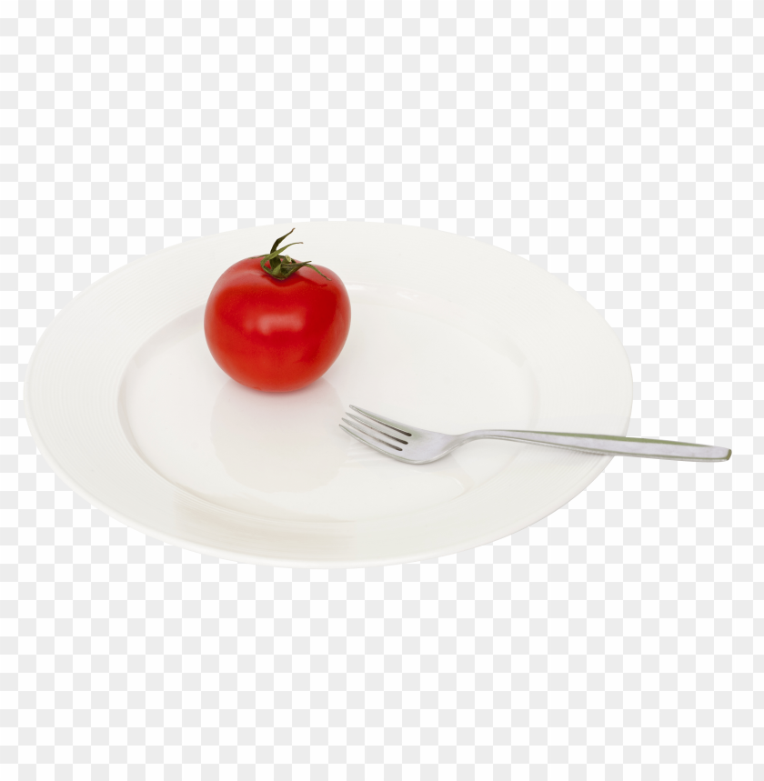  food, tomato, fork, plate, object, vegetable