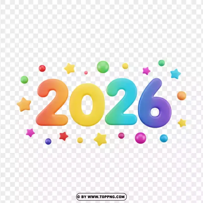 Playful 2026 Design With Dots And Star PNG Transparent Background