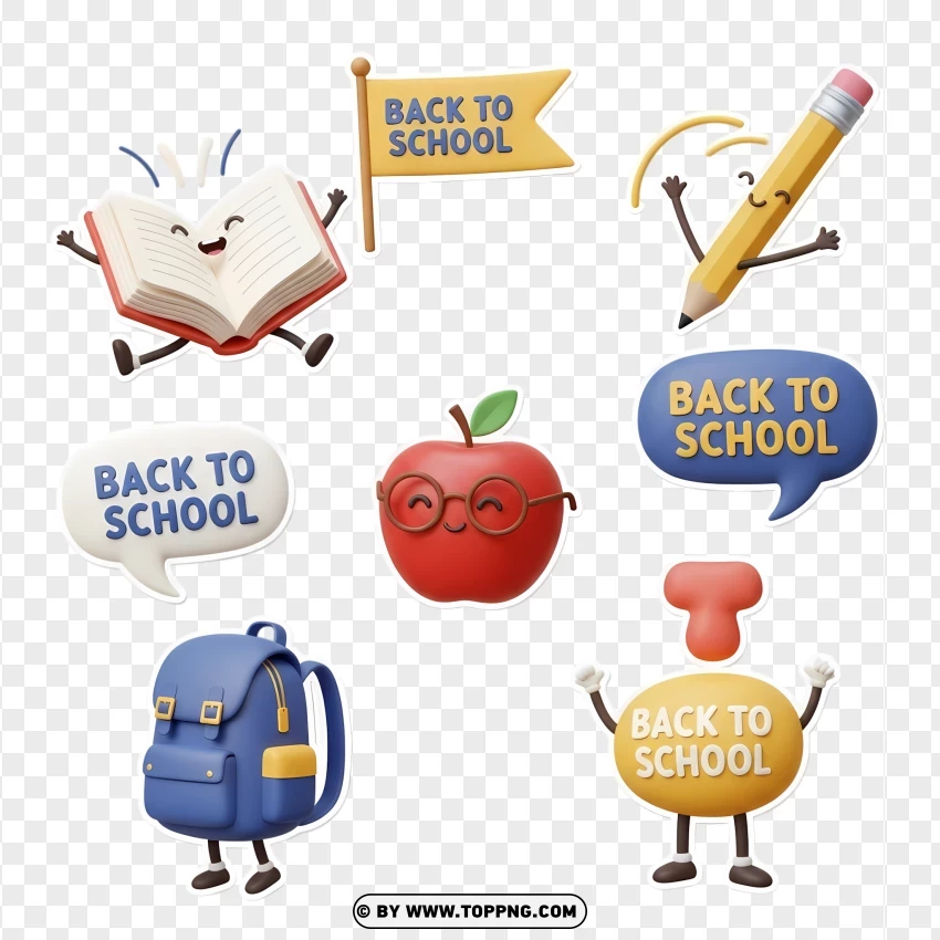 Playful School Stickers Back To School Illustration PNG Transparent Background