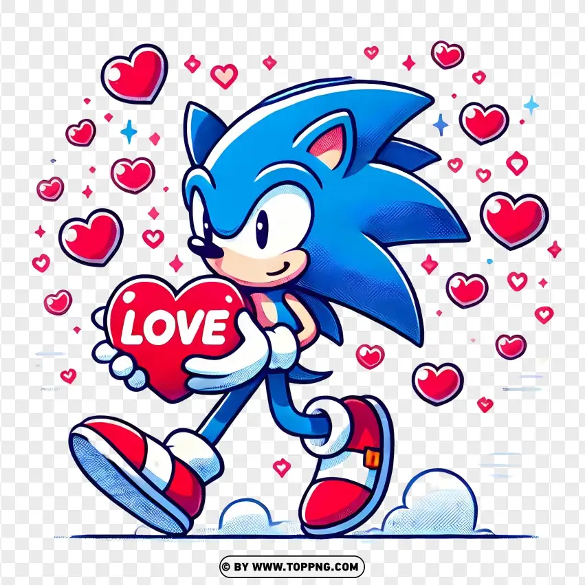 Sonic Carrying A Valentines Heart Full Of Love PNG Transparent Background