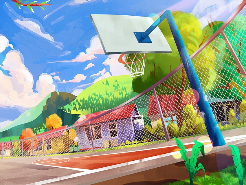 playground, basketball hoop, art, city, colorful background@toppng.com