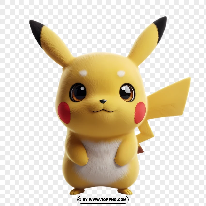 Pokémon Pikachu In Chibi Style With Cute Face PNG Transparent Background