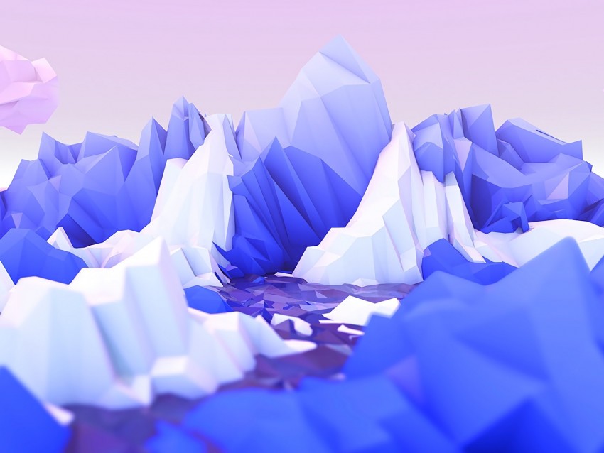 Polygon Mountains Art Lilac White Png - Free PNG Images