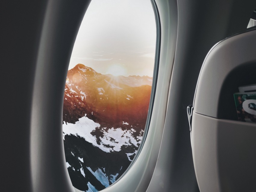 Porthole Airplane Window Overview Mountains Travel Flight Png - Free PNG Images