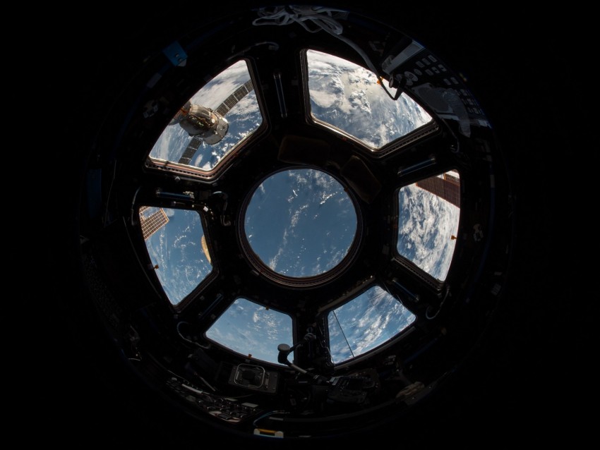 porthole, spaceship, space, view, overview