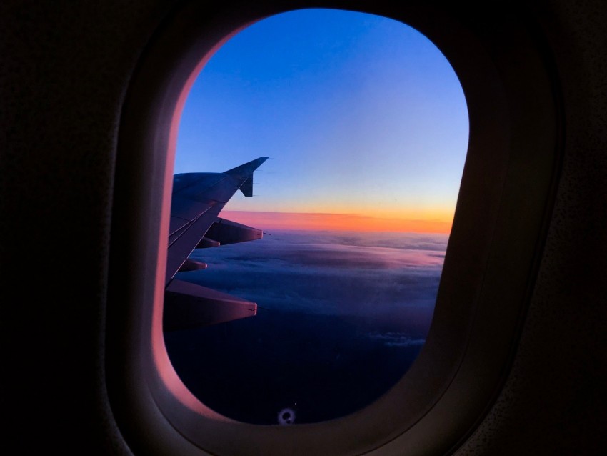 Porthole Window Plane Flight Airplane Wing Sky Background Toppng