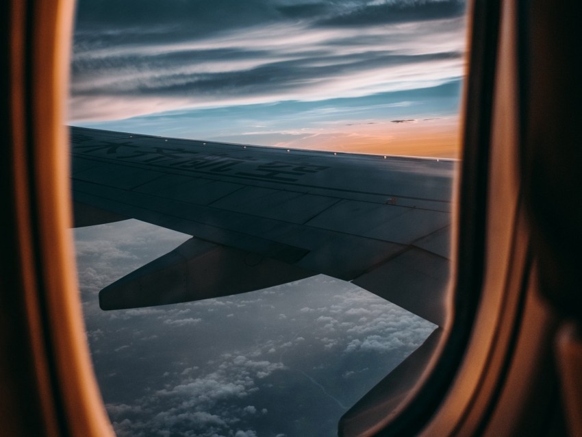 porthole, window, wing, plane, view, height