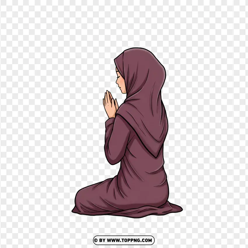 Islamic Woman Praying Design PNG Transparent Background