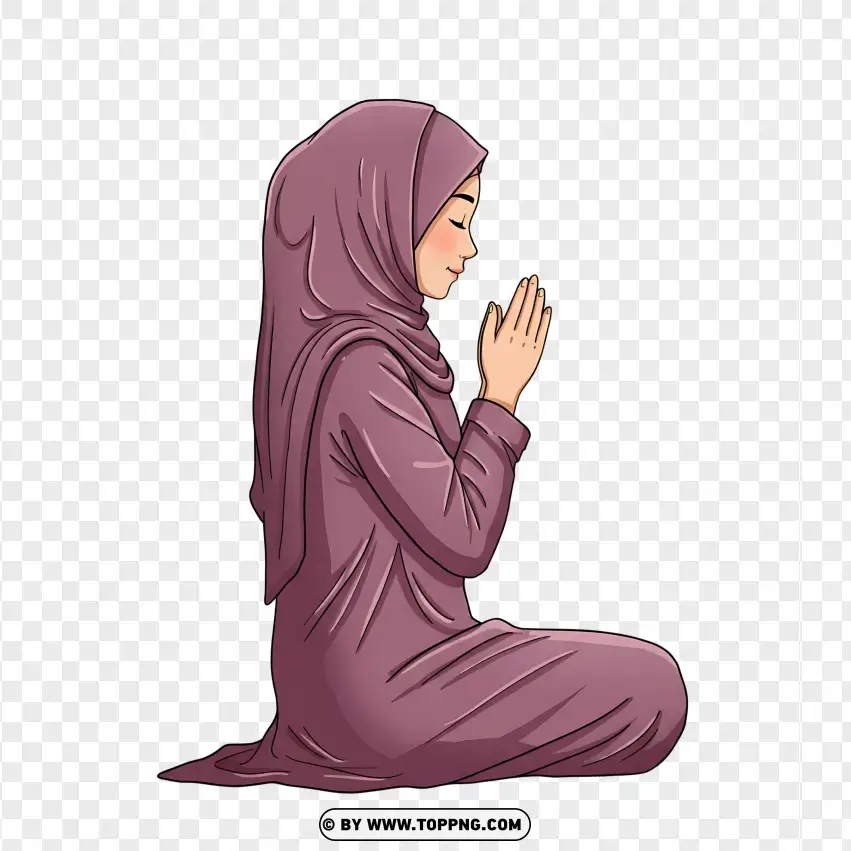 Muslim Woman Praying Ramadan PNG Transparent Background