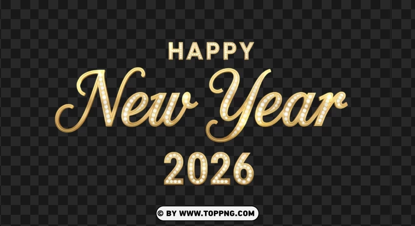 Premium Happy New Year 2026 With Bright Highlights PNG Transparent Background