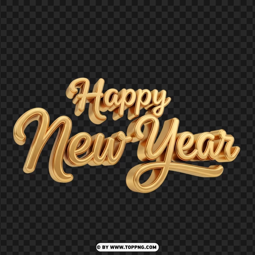 Happy New Year Elegant Script With Ribbon Accents PNG Transparent Background