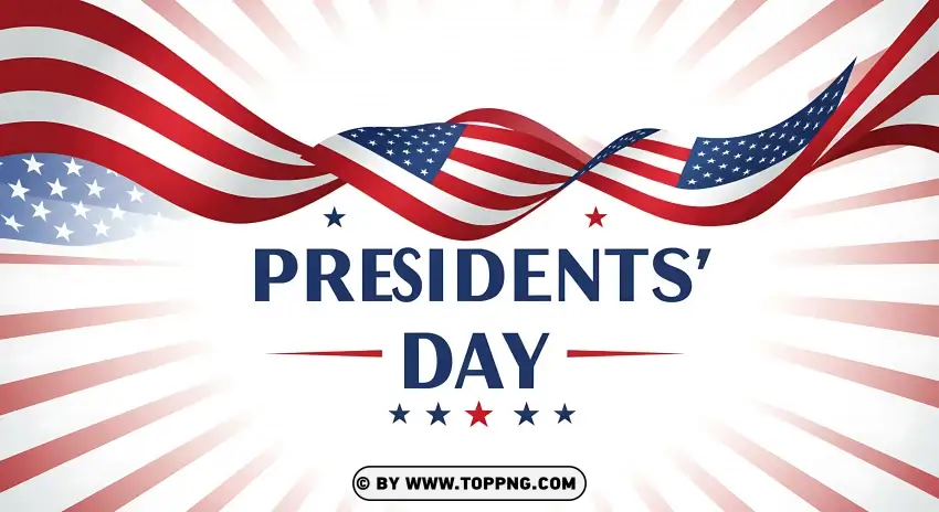 Presidents Day With Waving Red And White Flag PNG Transparent Background