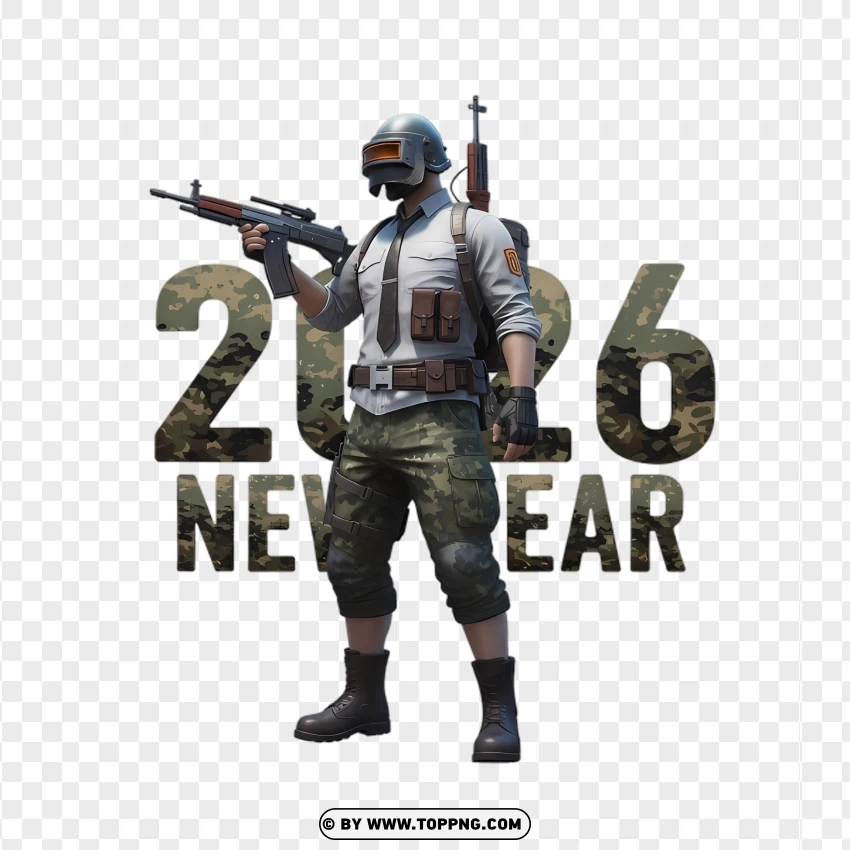 Pubg Military Style 2026 New Year Typography PNG Transparent Background