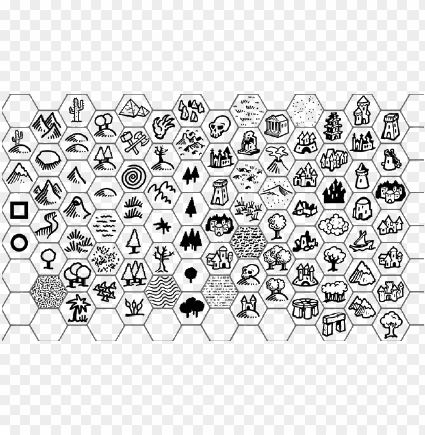 public domain hex icons fantasy map icon set png - Free PNG Images ID 126608