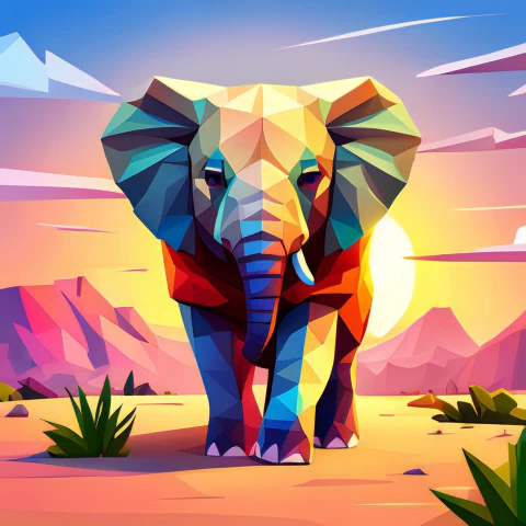 Pure Joy In Low Poly Captivating Baby Elephant Image