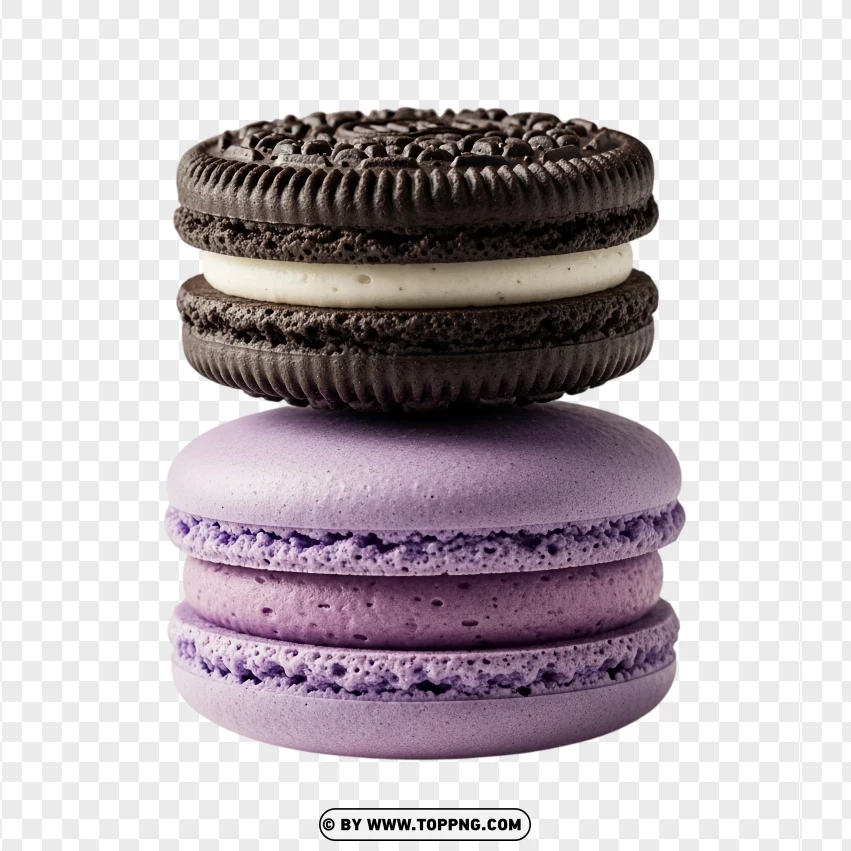 Purple And Oreo Macaron Dessert Duo Sweet Dessert PNG Transparent Background