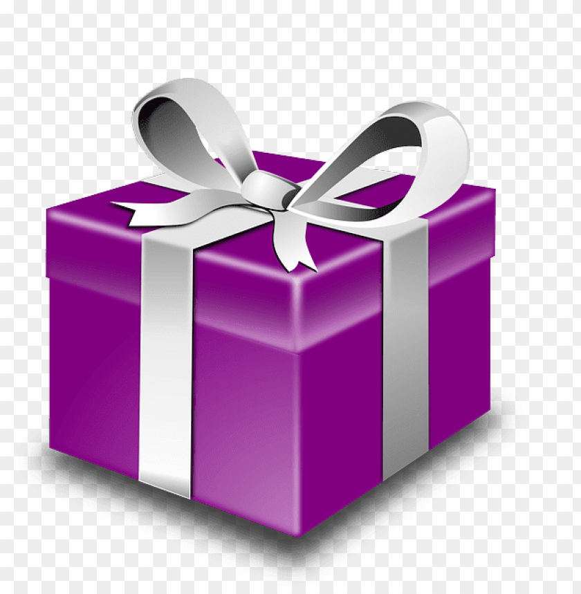 purple gift box with silver ribbon PNG transparent with Clear Background ID 118282