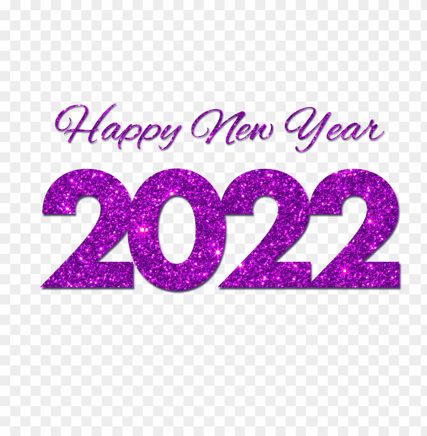 purple glitter happy new year 2022 PNG image with transparent background@toppng.com