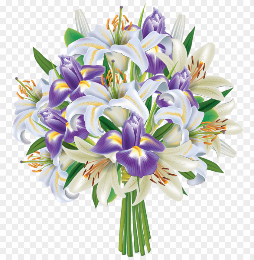 free PNG Download purple iris flowers and lilies bouquet png images background PNG images transparent