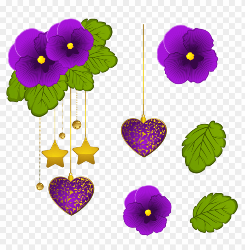 purple violets decorative element