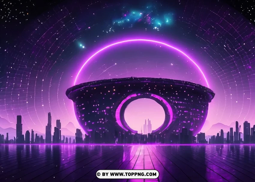 radiant futurist city showcasing mesmerizing purple neon light display wallpaper flare - Image ID 491953