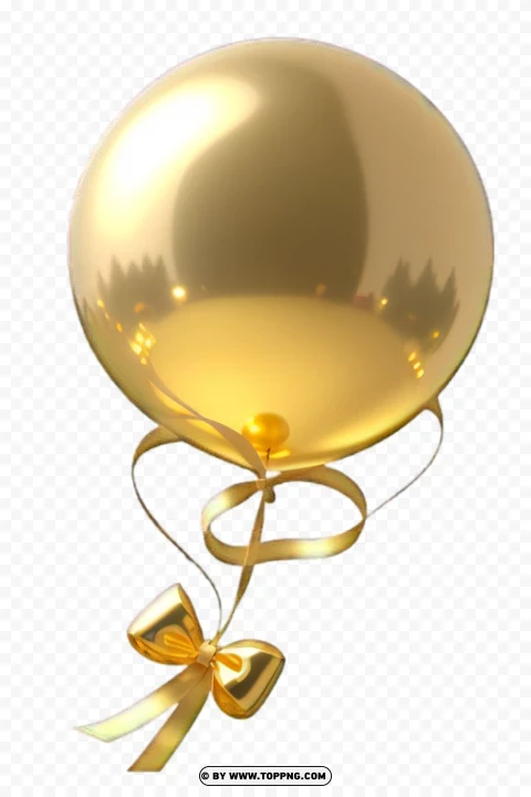 Golden Balloon,Shiny Gold Balloon,Round Gold Balloon,Curly Gold Ribbon,See-Through Background,Gleaming Gold Balloon,Lustrous Gold Balloon