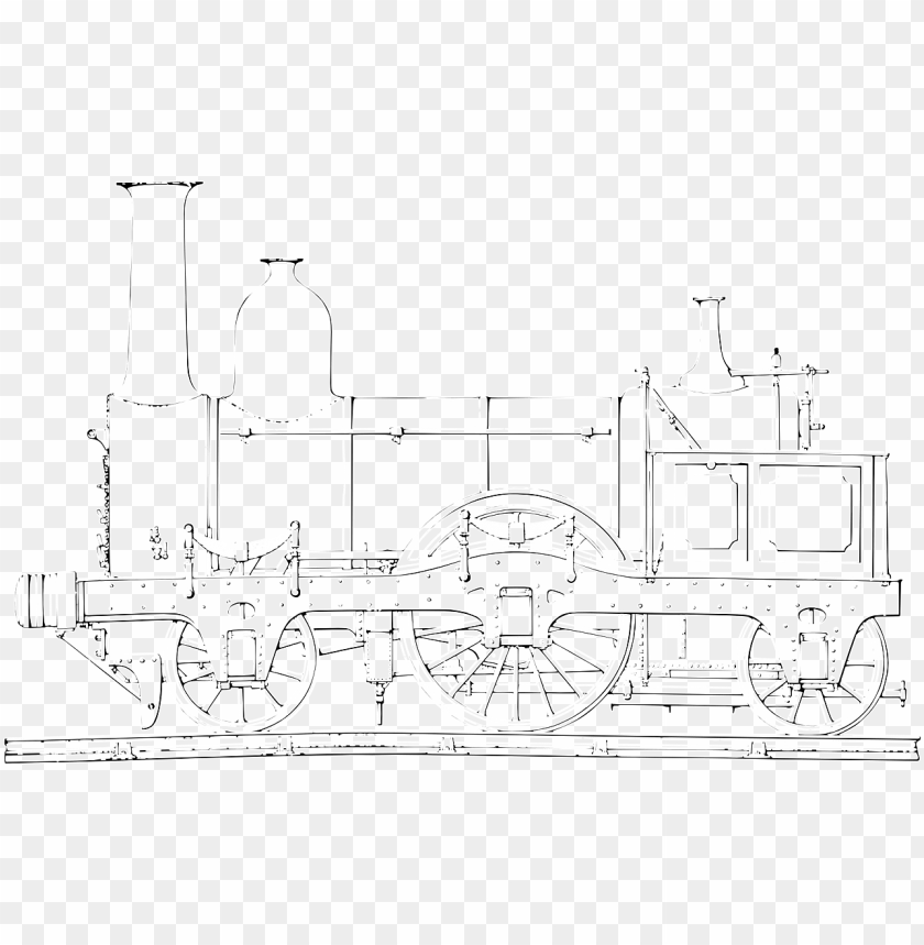 Railway Engine White Train Png Image Vektor Garis Putih Kereta