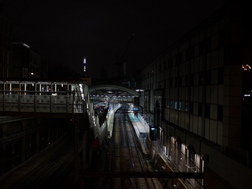railway, station, night, night city