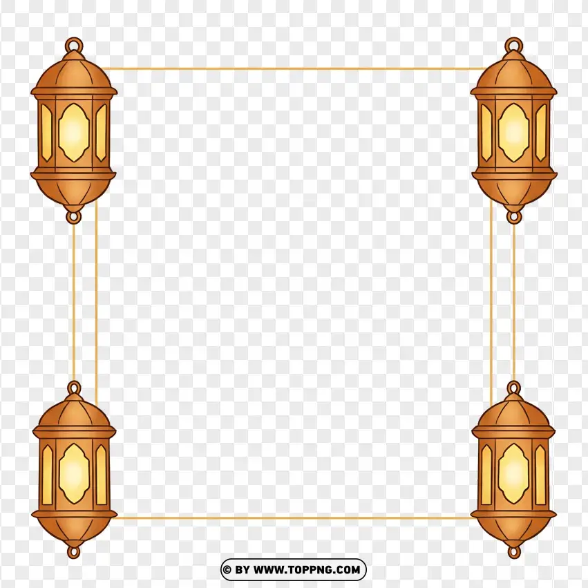 Decorative Ramadan Lantern Border PNG Transparent Background