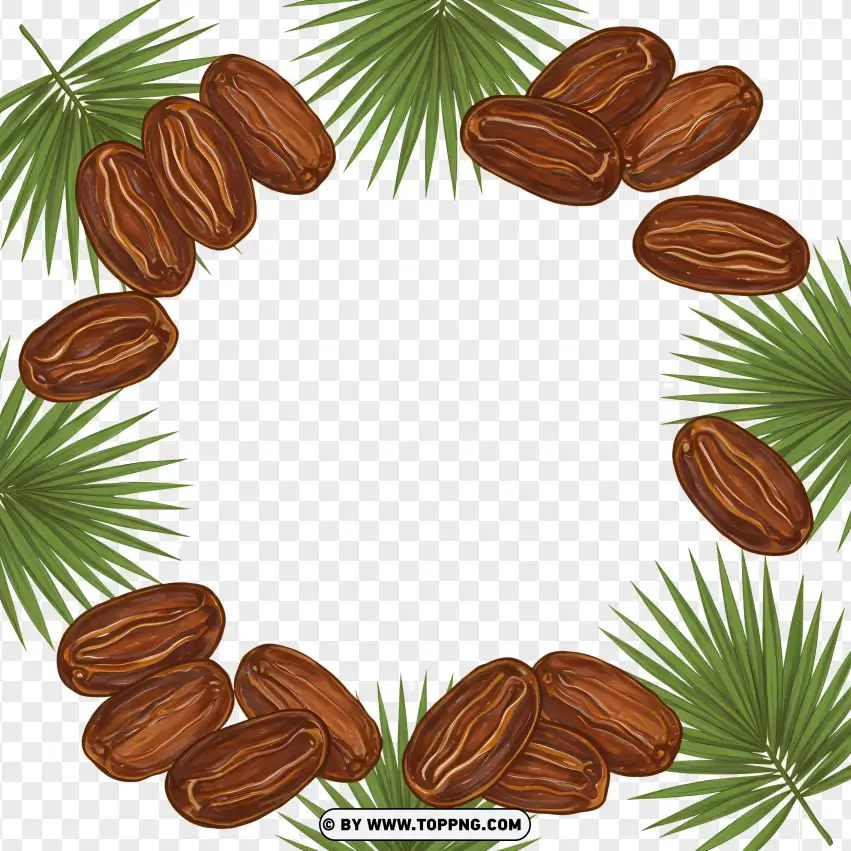 Ramadan Dates And Palm Leaves Frame PNG Transparent Background