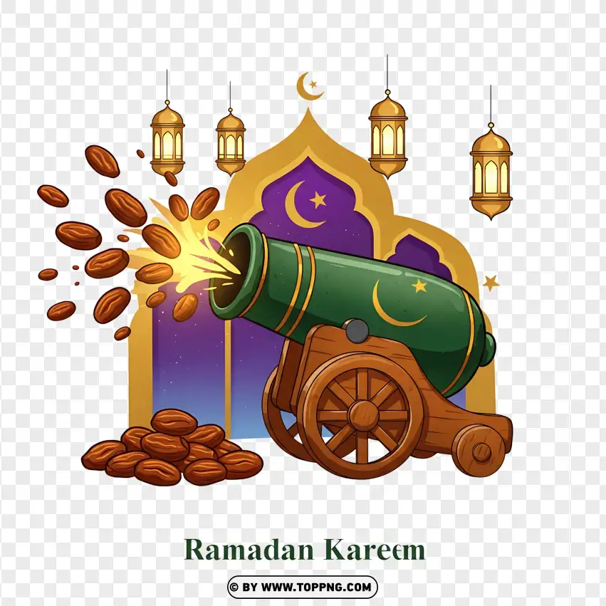 Ramadan Cannon Firing Design PNG Transparent Background