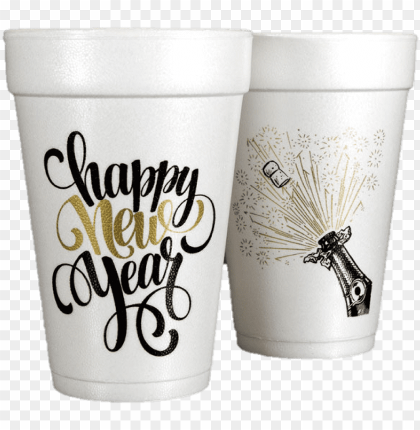 Re-printed Styrofoam Cups Happy New Year Script - Happy New Year Cards White PNG Transparent With Clear Background ID 358669