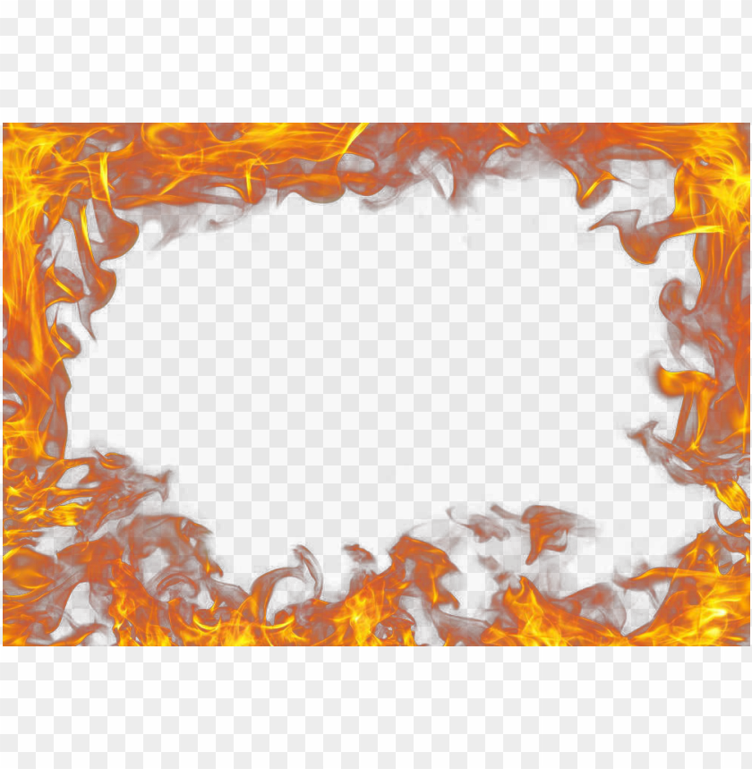 Real Fire Outline Frame Border Effect PNG Image With Transparent Background
