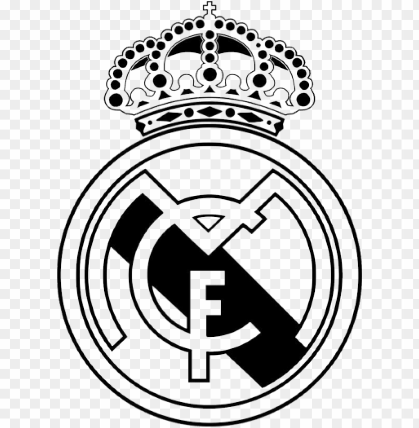 Black and white Real Madrid logo with crown and initials C.F.