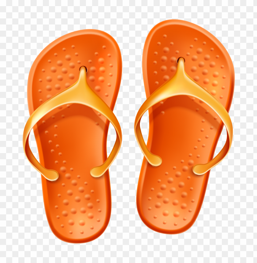 Realistic orange flip flops beach footwear slippers PNG image with transparent background@toppng.com