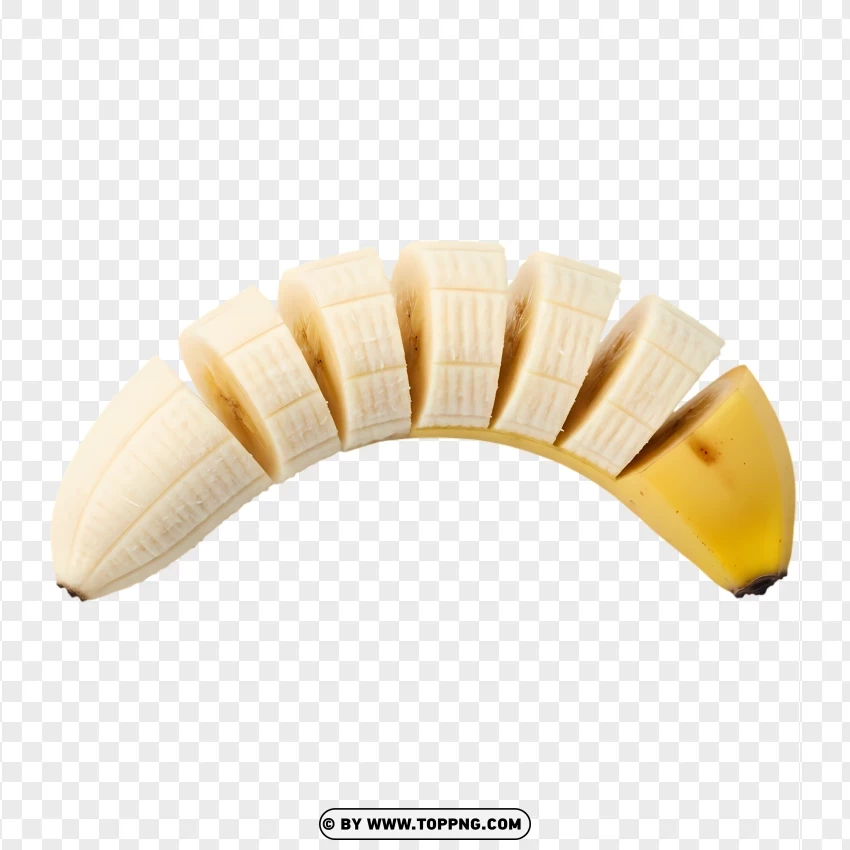 Realistic Floating Banana Cut In Perfect White Isolation PNG Transparent Background