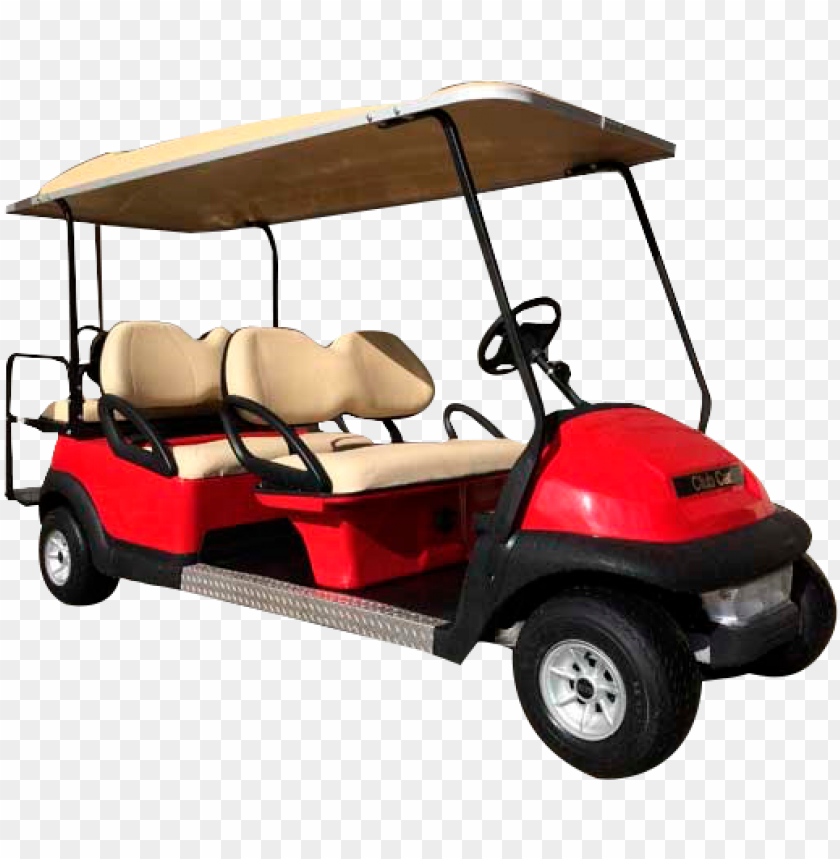 red and beige golf buggy cart limo 6 passengers PNG image with transparent background@toppng.com