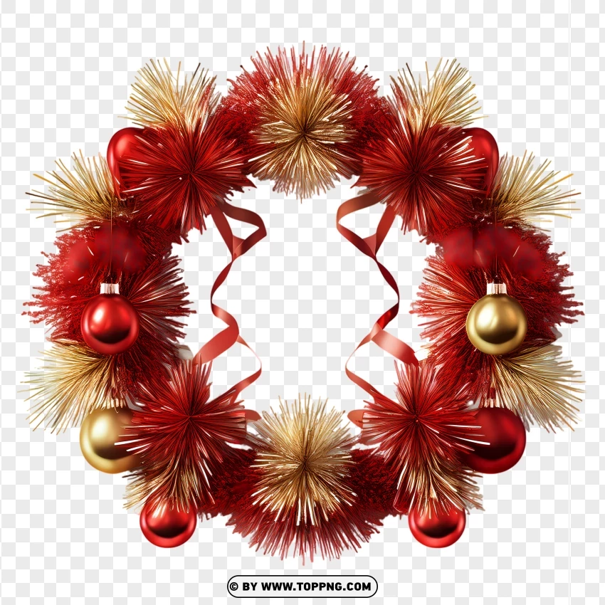 Red And Gold Tinsel Christmas Star Decoration PNG Transparent Background